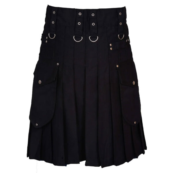 Active Men’s Black utility kilt 100% Cotton, Cargo Pocket Kilt for Men| Men’s Kilt | Utility Kilt |Tartan Kilts for Men for Scottish Kilt Costume
