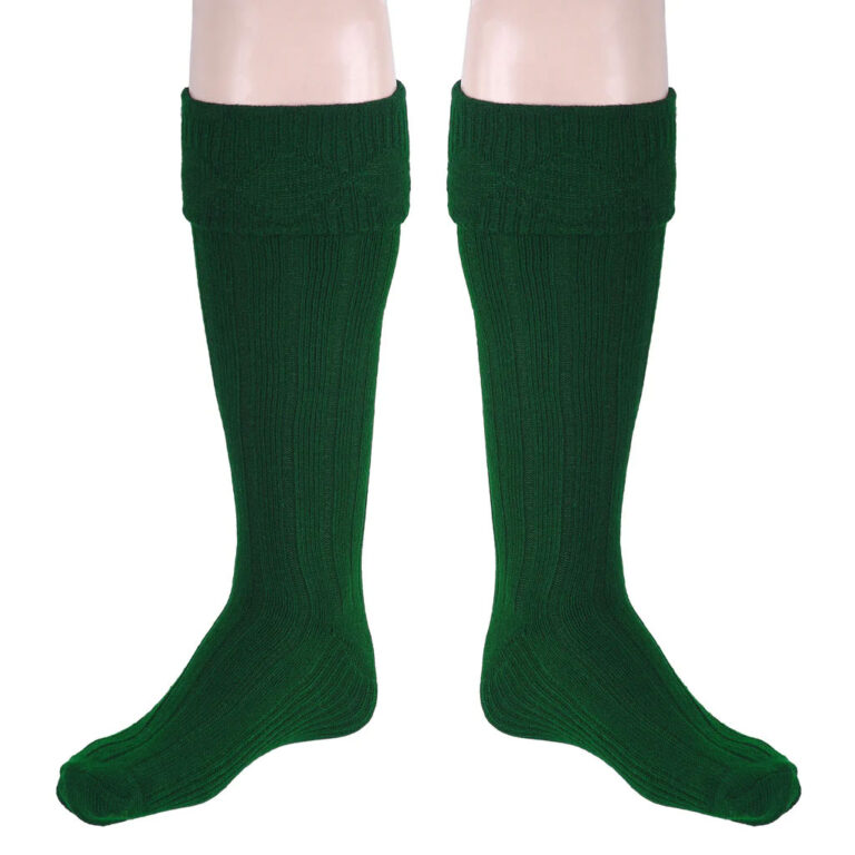 Scottish Square Kilt Hose for Men, Ribbed Socks for USA Shoe Sizes – Green
