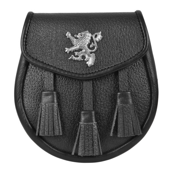 Premium Leather Sporran for Men – Rampant Lion Badge Sporran, Ideal Kilt Accessories for Men, Scottish Kilt Sporran with Chain Belt