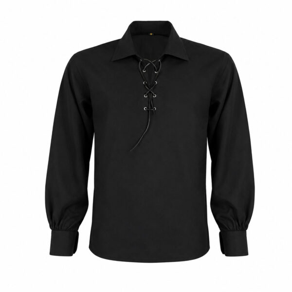 Scottish Boys Ghillie Kilt Shirt Black Jacobite Jacobean Shirt