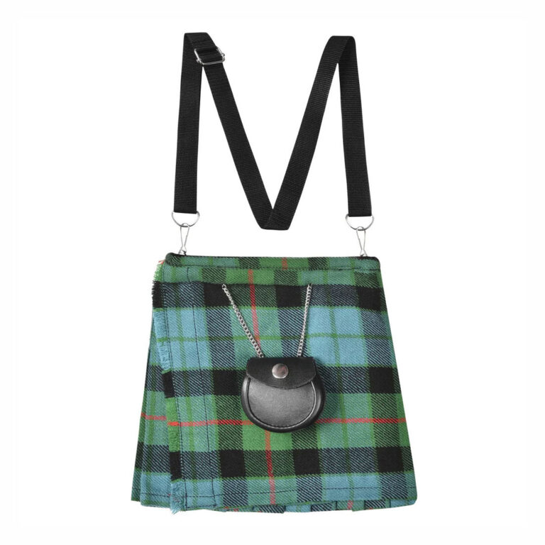 Traditional Scottish Women Tartan Bag Pleated Crossbody Purse – Adjustable Straps, Zip Closure Gunn Ancient Tartan