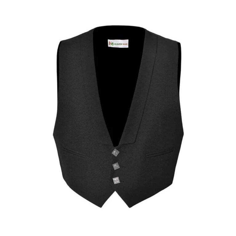 Prince Charlie Black Kilt Waistcoat/Vest – Scottish Elegance for All Your Formal Occasions