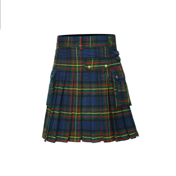 Scottish Men’s Modern Maclaren 16oz Tartan Pockets Utility Kilt, Cargo Kilt