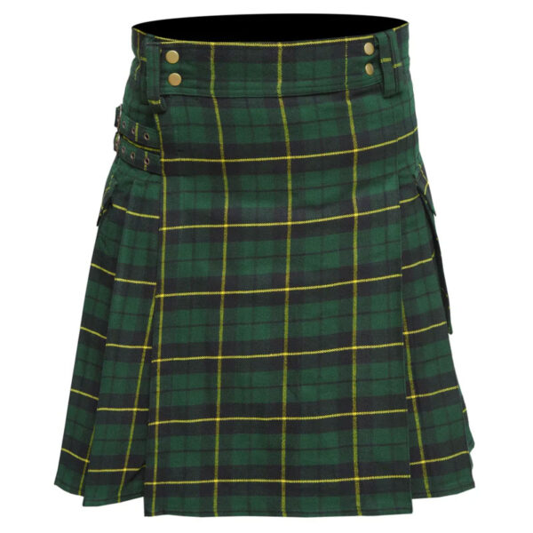 Scottish Men’s Modern Wallace Hunting 16oz Tartan Pockets Utility Kilt, Cargo Kilt