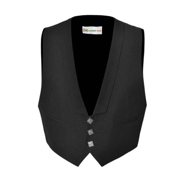 Prince Charlie Black Kilt Waistcoat/Vest – Scottish Elegance for All Your Formal Occasions