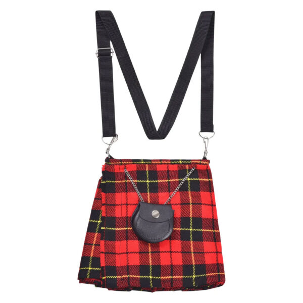 Traditional Scottish Women Tartan Bag Pleated Crossbody Purse – Adjustable Straps, Zip Closure Wallace Tartan