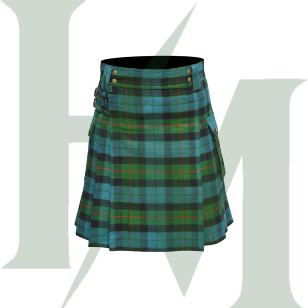 Scottish Men's Modern Gunn Ancient 16oz Tartan Pockets Utility Kilt, Cargo Kilt