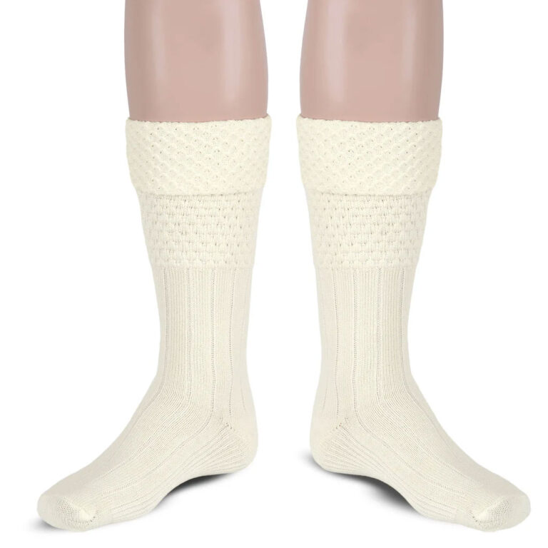 Scottish Bubbles Kilt Hose for Men, Ribbed Socks for USA Shoe Sizes – Off White