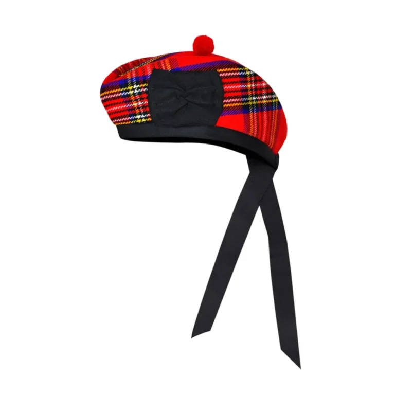 Scottish Royal Stewart Glengarry Hat with Red Pompom