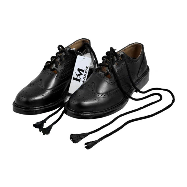 Scottish Black Leather Ghillie Brogues Kilt Shoes UK Sizes